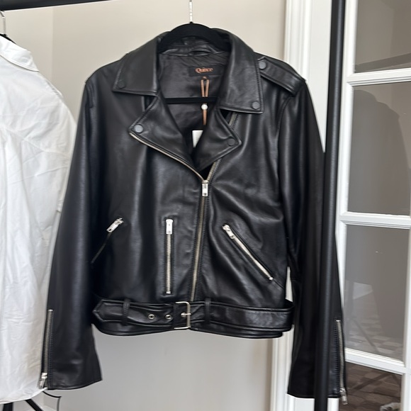 Quince 100% Leather Motorcycle Jacket in Black Size XL - Picture 8 of 9